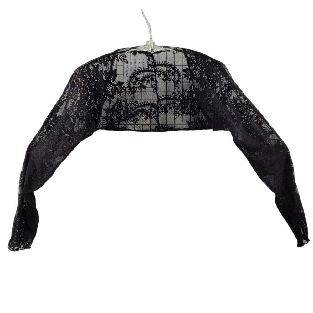 90s Black Lace Shrug Long Sleeve Goth Witchy Whimsy Layering Piece